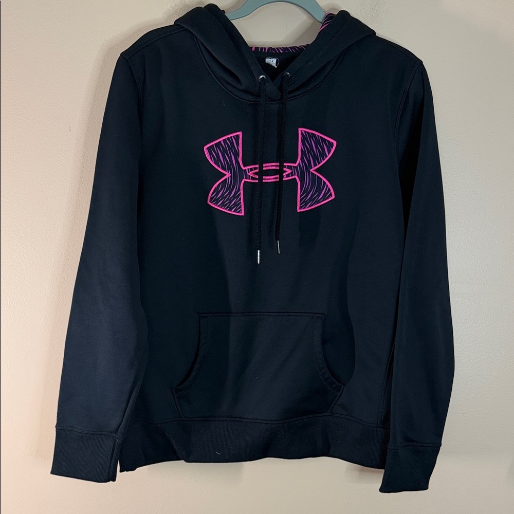 Under Armour Black Hoodie with Hot Pink Logo